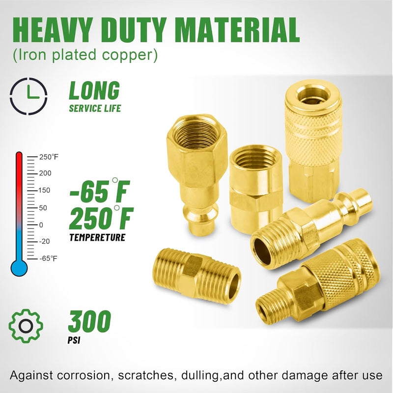 Ailbiuko Air Coupler & Plug Kit,45 Pcs 1/4" NPT Air Tool Fittings Set,Quick Connect Air Hose Fittings Air Compressor Accessories - Image 3